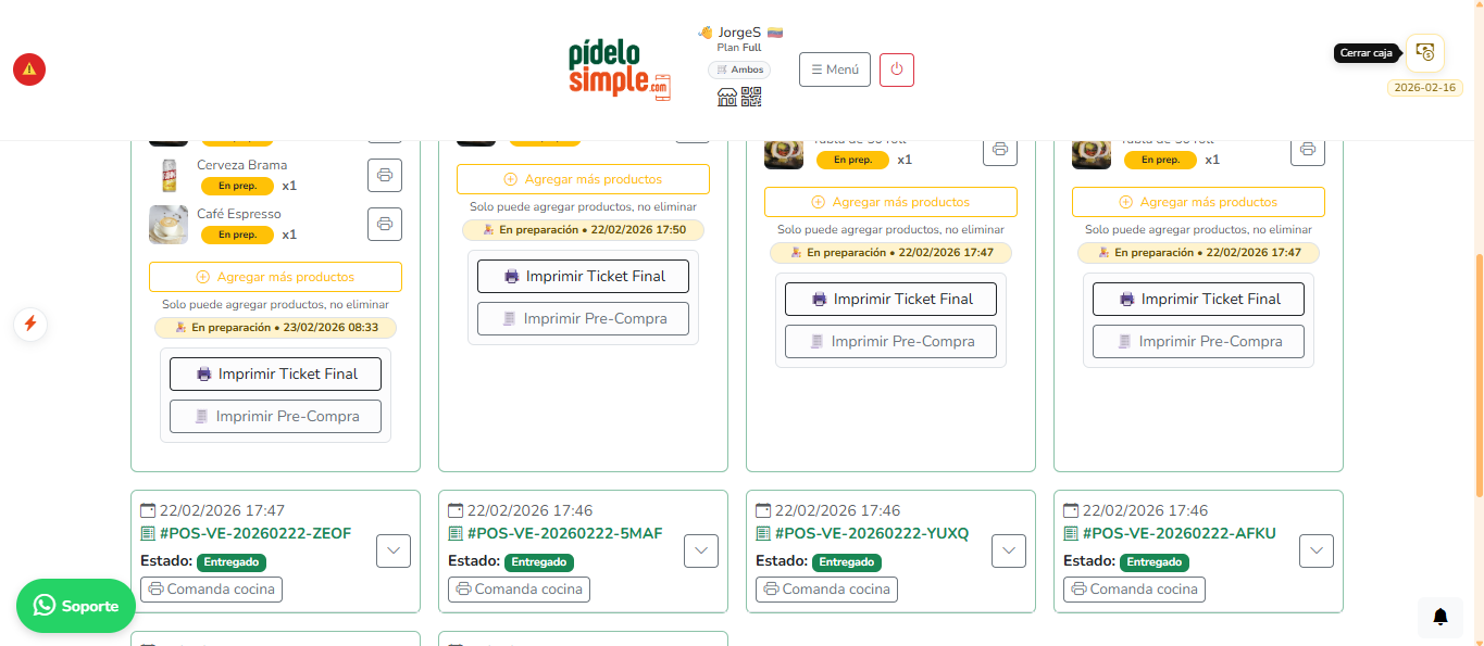 Gestión de mostrador: operación