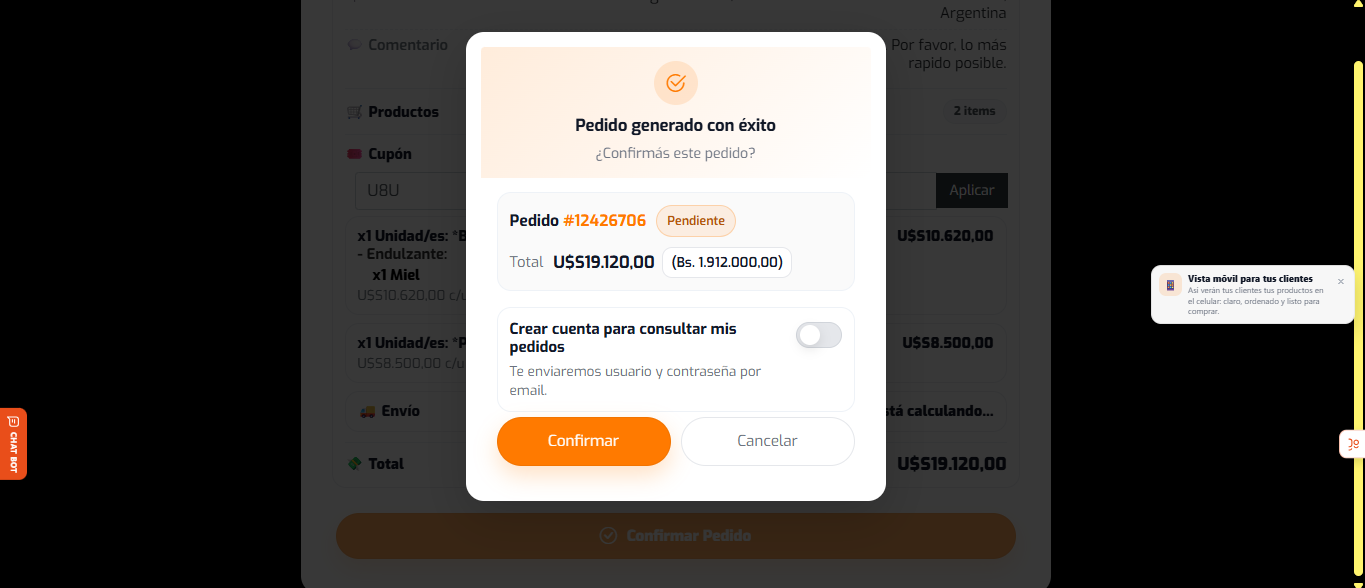 Web: checkout y seguimiento